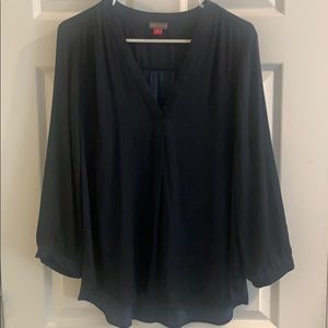 Vince Camuto navy blue V-neck blouse XL 3/4 sleeve